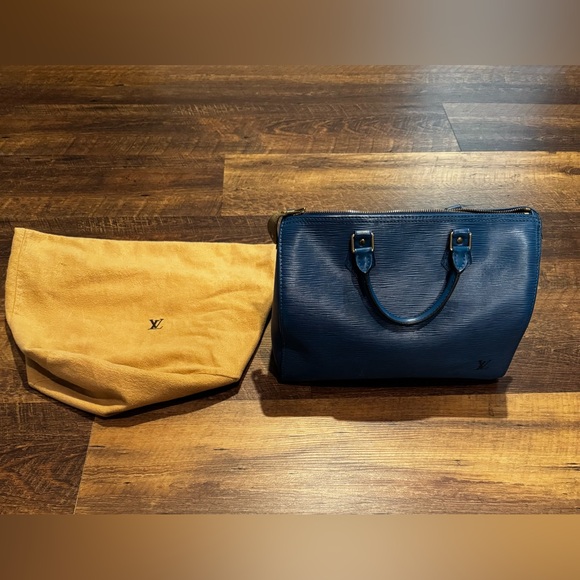 Louis Vuitton Blue Epi Speedy 25 with Dustbag